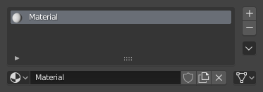 Material panel in Object Mode with one material slot named Material and the material name field below it